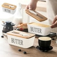 thumbnail image 1 of KMMYS Nordic Style Ceramic Butter Box with Lid and Cutting Tools, Scandinavian Design Cheese and Butter Keeper, Freshness Preserving Storage Jar for Kitchen and Table Decor, 1 of 6