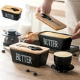thumbnail image 1 of KMMYS Nordic Style Ceramic Butter Box with Lid and Cutting Tools, Scandinavian Design Cheese and Butter Keeper, Freshness Preserving Storage Jar for Kitchen and Table Decor, 1 of 6