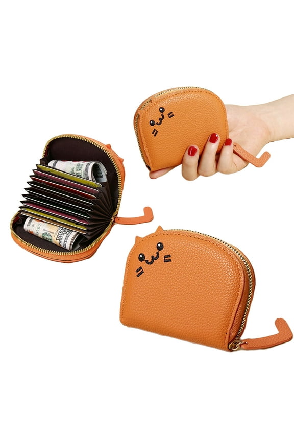 Personalized Small Wallet for Women, Zipper Card Organizer, Mini and Exquisite Lovely Shape, Compact Size Faux Leather, Functional Design with 9 Card Slots, Perfect Gift for Her