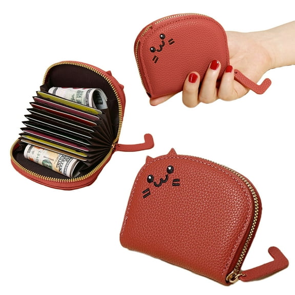 KMMYS Personalized Small Wallet for Women, Zipper Card Organizer, Mini and Exquisite Lovely Shape, Compact Size Faux Leather, Functional Design with 9 Card Slots, Perfect Gift for Her