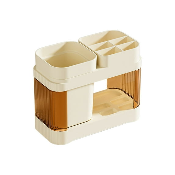 KMMYS Plastic Storage Cabinet Toothbrush Holder Bathroom Organizer Plastic Bathroom Storage Rack Multi-compartment Tooth Cup Storage Drying Design Compact Size for Bathroom & Travel Use