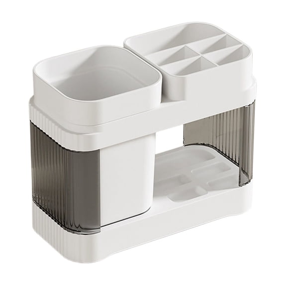 KMMYS Plastic Storage Cabinet Toothbrush Holder Bathroom Organizer Plastic Bathroom Storage Rack Multi-compartment Tooth Cup Storage Drying Design Compact Size for Bathroom & Travel Use