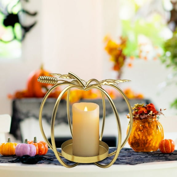 KMMYS Pumpkin Candle Holder, Halloween Decoration, Iron Lantern for Home Decor, Vintage Style Tealight Holder, Rustic Fall Decor, Pumpkin Lantern for Indoor Outdoor Use