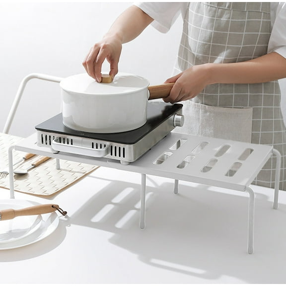 KMMYS Retractable Space Saving Shelf for Kitchen, Expandable Organizer for Cabinet, Multifunctional Storage for Tableware, Spices, Cooking Tools, Easy to Clean, Adjustable and Stable Design