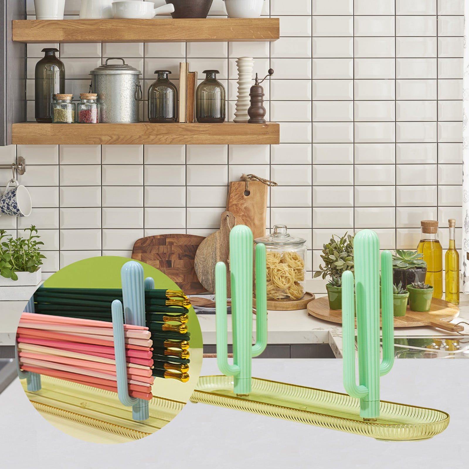 Humity Rack KMMYS Rinseable Chopstick Organizer Cactus Storage Rack, Multi ...