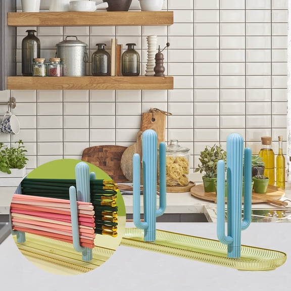 KMMYS Rinseable Chopstick Organizer Cactus Storage Rack, Multi-Functional, Easy to Clean, Drainage System, Humidity Protected, Eco-Friendly Material, Kitchen Cutlery Holder