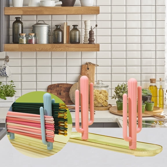 KMMYS Rinseable Chopstick Organizer Cactus Storage Rack, Multi-Functional, Easy to Clean, Drainage System, Humidity Protected, Eco-Friendly Material, Kitchen Cutlery Holder