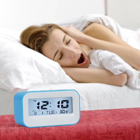 KMMYS Simple Display Alarm Clock with White Backlight, Digital Clock with Perpetual Calendar, Multi-function Timer, Energy-saving, Fashionable Design for Home and Office