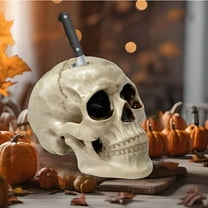KMMYS Skeleton Head Knife Holder, Halloween Decoration, Resin Skull Knife Stand, Gothic Kitchen Decor, Unique Halloween Prop, Eerie Home Accessory