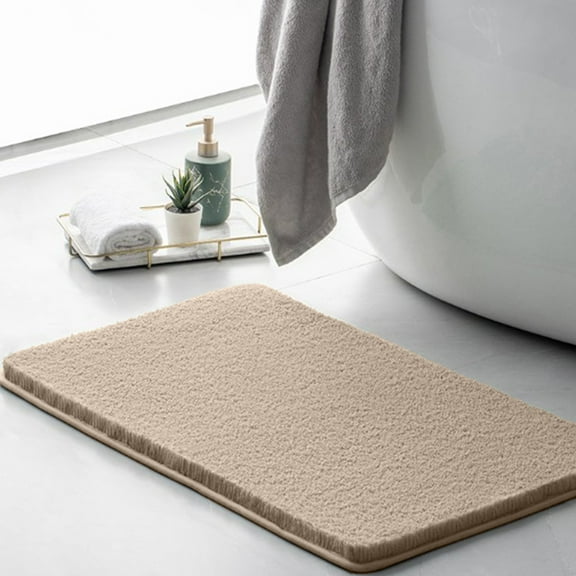 KMMYS Solid Cotton Velvet Bathroom Rugs, Super Absorbent Thick Plush Non-Slip Floor Mat, Soft & Comfortable, Machine Washable, 15.74×23.62in