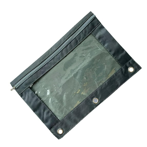 KMMYS Three-Ring Pencil Case Zippered Transparent PVC Document Storage Bag, Detachable Folder Large Capacity Pencil Pouch with Binder Pocket and Easy View Window