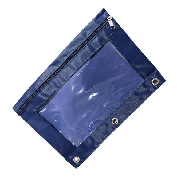 KMMYS Three-Ring Pencil Case Zippered Transparent PVC Document Storage Bag, Detachable Folder Large Capacity Pencil Pouch with Binder Pocket and Easy View Window