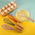 thumbnail image 1 of KMSS 10 inch Egg Whisk Beater Silicone Whisks Wooden Handle Heat Resistant Non-scratch for Cooking Nonstick Cookware Kitchen Tools (4 Pcs), 1 of 7