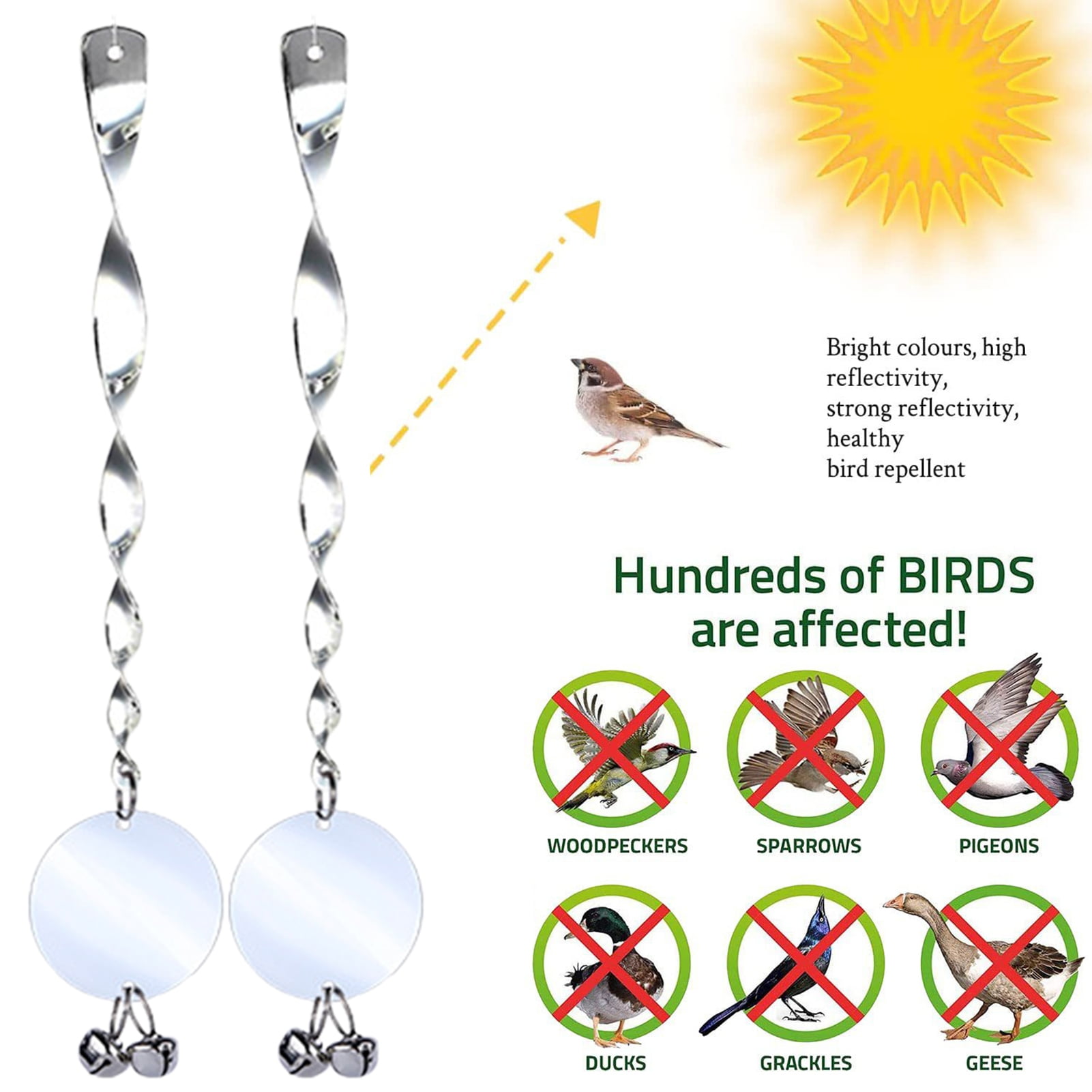 KMSS 10Pcs Bird Scare Devices Reflective Bird Repellent Device with