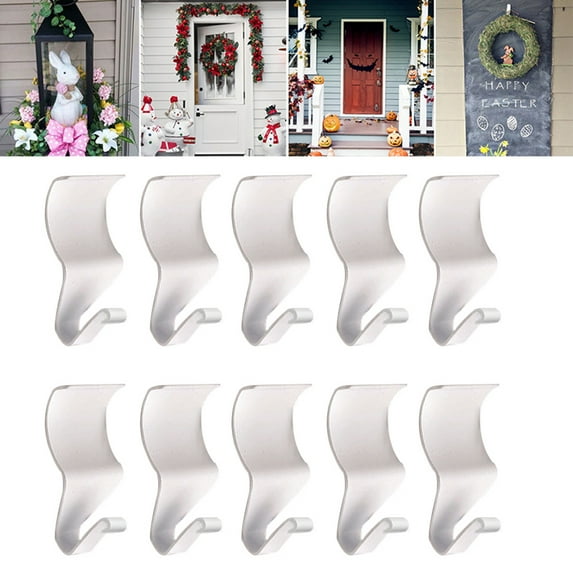 KMSS 10Pcs Storage Hooks Siding Hooks for Hanging Outdoor Stainless Steel Hanging Hooks Vinyl Siding Clips for Hanging Wreaths, Picture, String Lights
