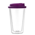 thumbnail image 1 of KMSS 12oz Double Walled Glass with Silicone Lid Insulated Tumbler Travel Hot Cold Drink Tea Milk High Borosilicate Glass Cup Coffee Mug, 1 of 8