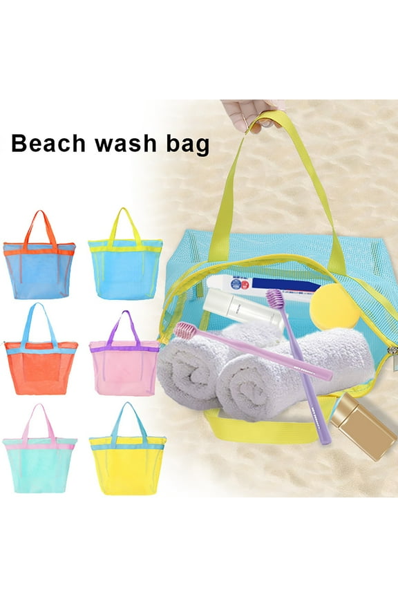 1pcs Mesh Beach Bag Large Capacity Beach Tote Bag for Toys & Vacation Essentials