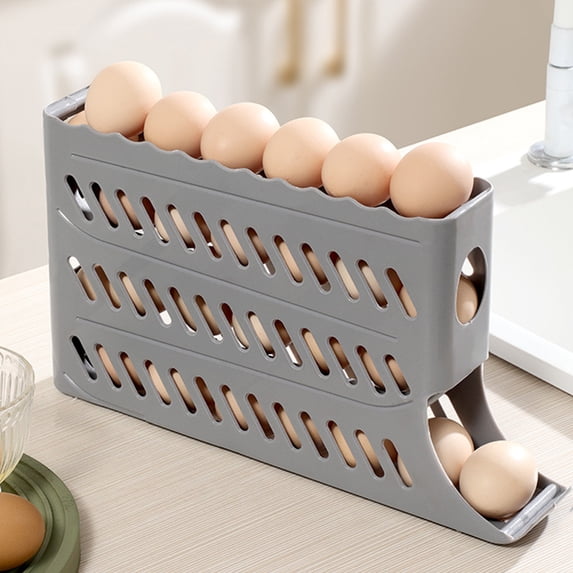 KMSS 30 Eggs Egg Holder for Fridge, Auto Rolling Fridge Egg Organizer Egg Dispenser Holder for Refrigerator Kitchen Fridge Egg Rack