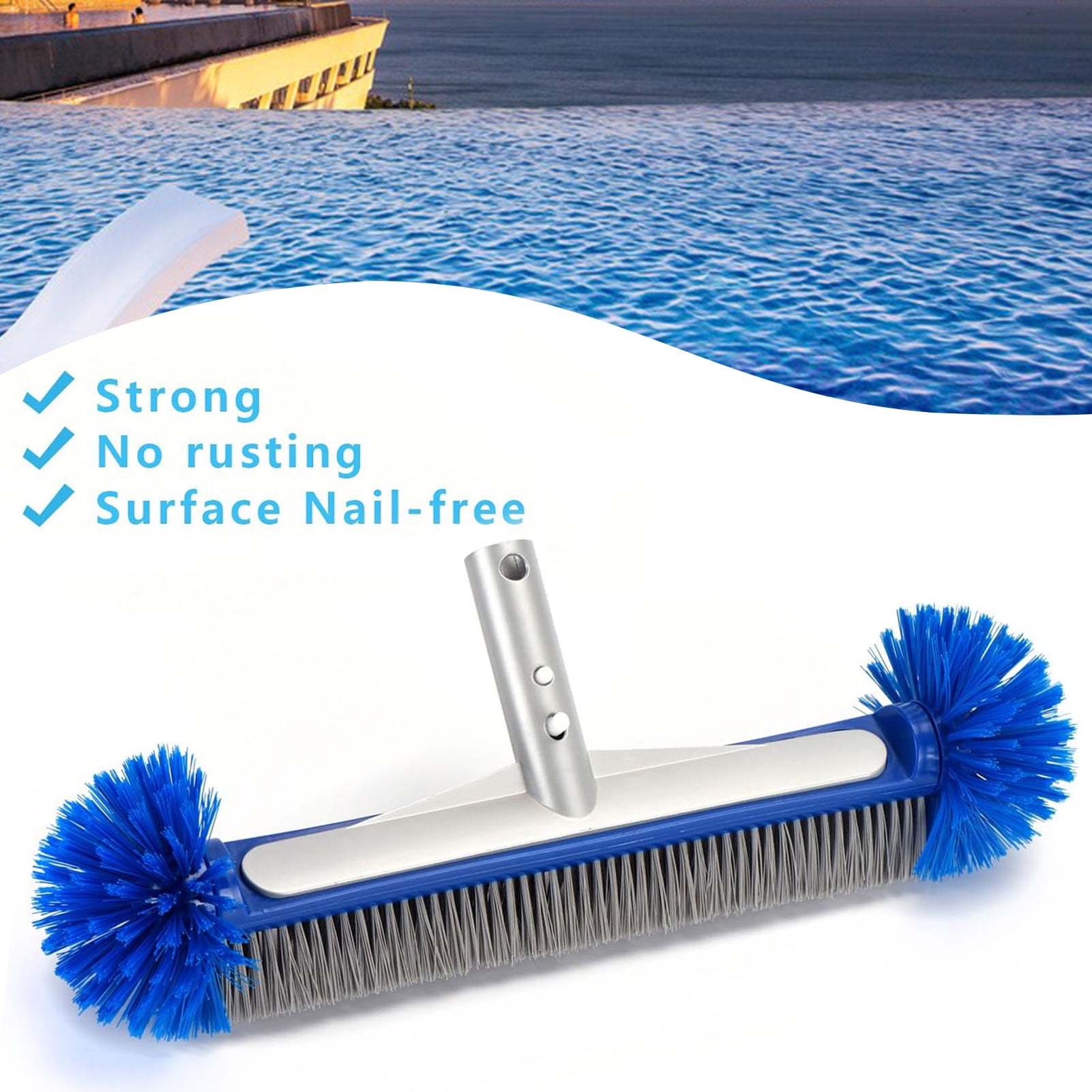 KMSS Cleaning Pool Brush Head 18Inch Pool Tile Scrubber Brush for Cleaning Pool Walls with