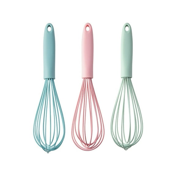 KMSS Cooking Whisk 10 Inches Silicone Whisks Non-Scratch PP Handle Milk Egg Blending Stirring Whisking and Beating 1Pcs