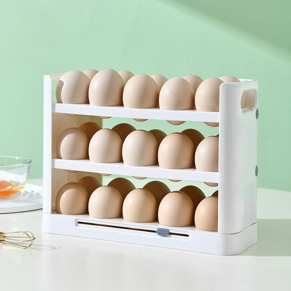 KMSS Egg Holder for 30 Eggs Egg Storage for Refrigerator Door Kitchen Egg Dispenser with Handle Save Space Egg Organizer Shelf (1Pcs)