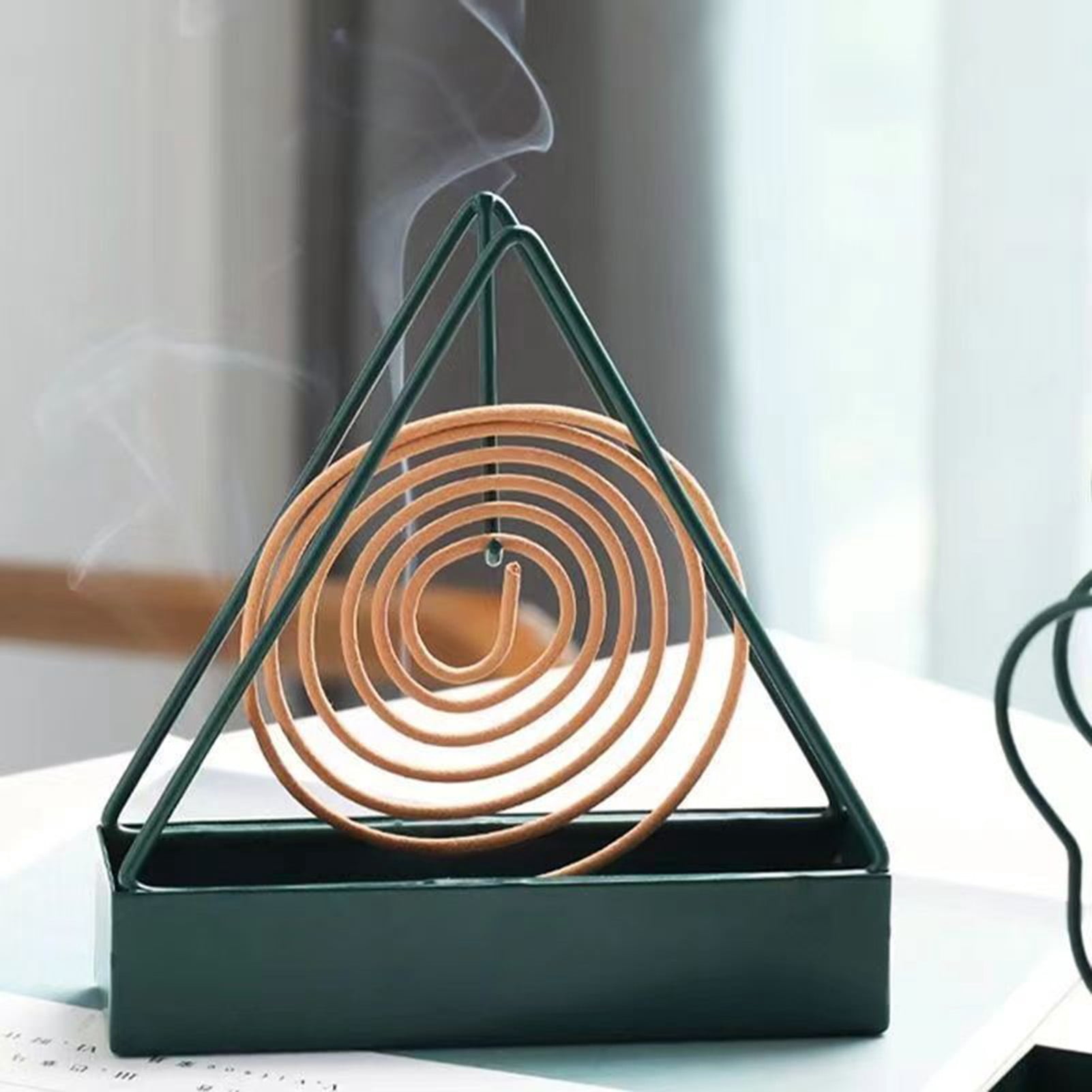 Triangular Fireproof Iron Incense Coil Holder Stand - For Aromatherapy, Meditation, Yoga, Indoor & Outdoor Use (Patio, Camping, Poolside) - View #4