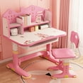 KMSS Kids Desk and Chairs , Pink Children's Study Table Height