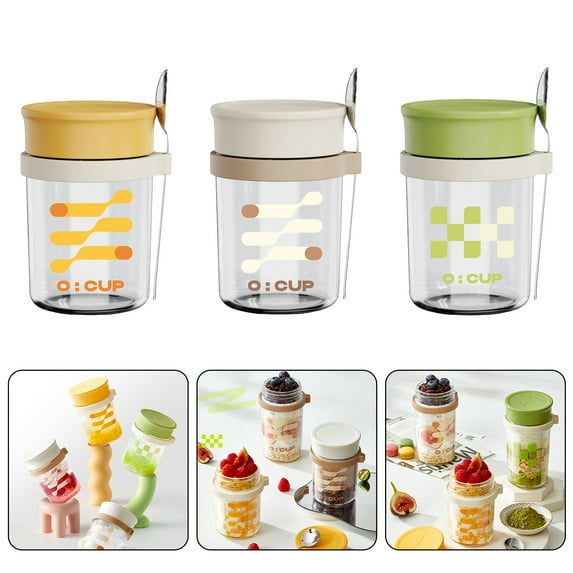KMSS Overnight Oats Containers with Lids,12oz Overnight Oats Jars Oatmeal Cups,Meal Prep Containers Glass Jar with Lid for Milk Pudding Yogurt Salad Cereal (1pcs)