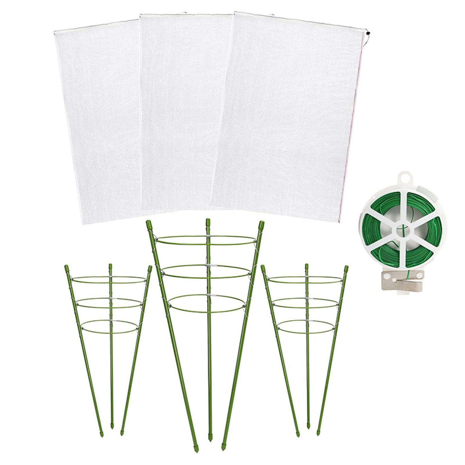 KMSS Plant Support Stakes with Drawstring Plant Nettings 3-Tier 18-inch ...