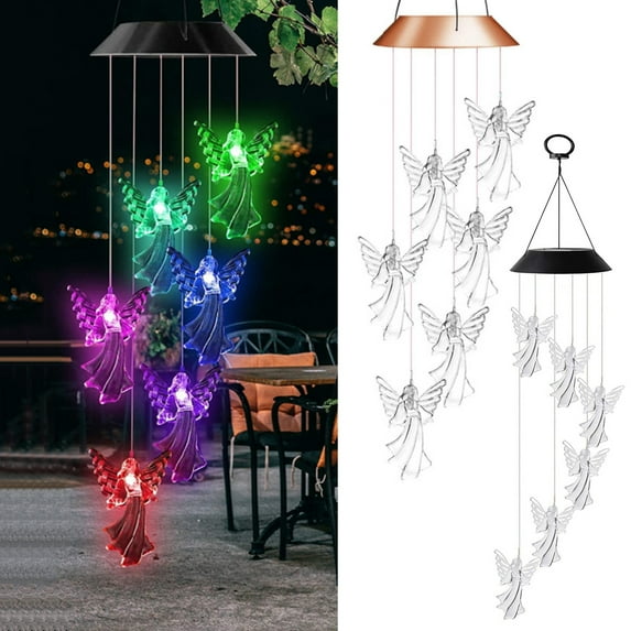 KMSS Solar Light Wind Chimes for Outdoor Decor for Garden Patio Yard Porch Decoraion for Mom Grandma Mothers Day Memorial Wind Chimes (1PCS)