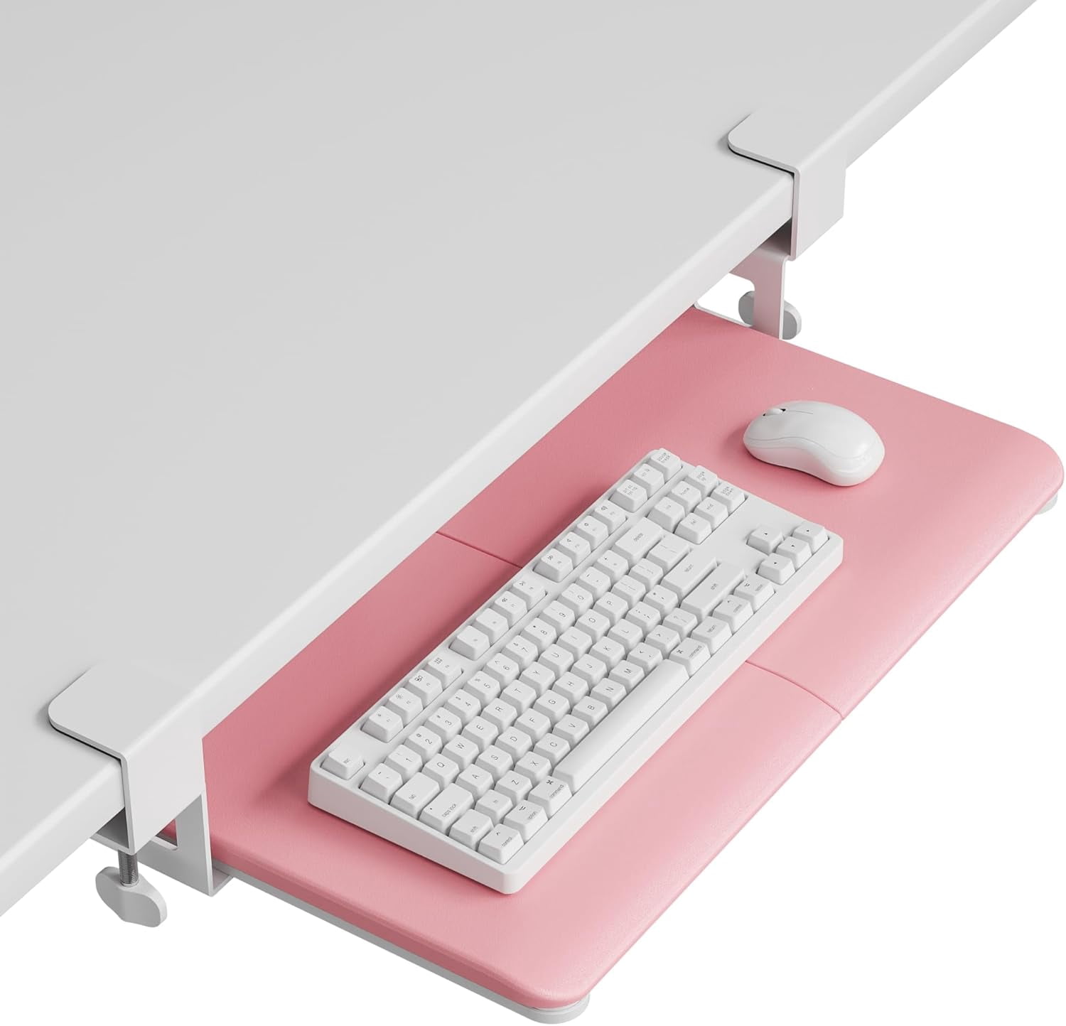 KMT01 Under Desk Keyboard Tray, Pull-Out Keyboard & Mouse Platform with C-Clamp, 25.6 x 11.8 in Space-Saving Ergonomic Slide-Out Drawer