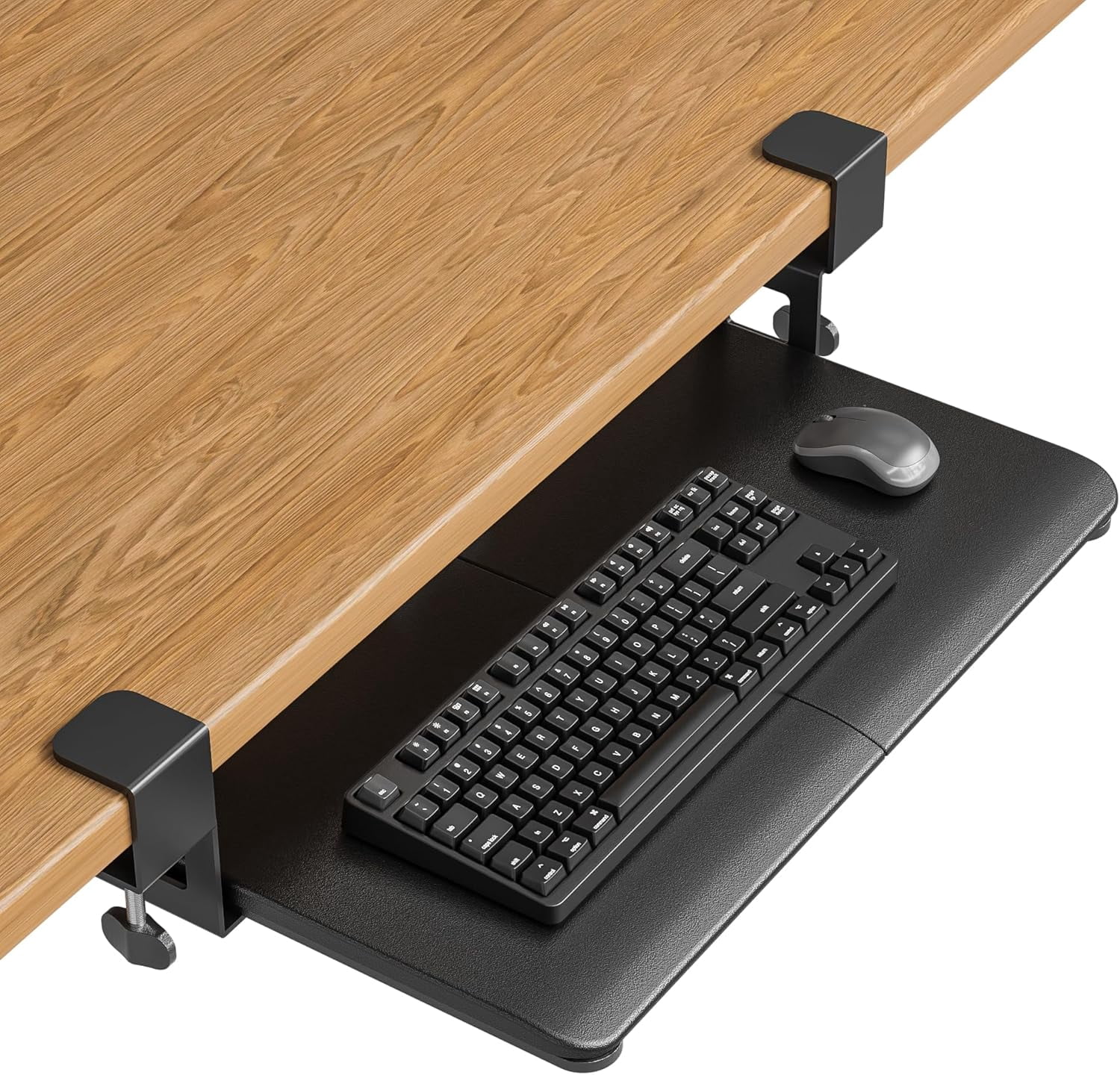 KMT01 Under Desk Keyboard Tray, Pull-Out Keyboard & Mouse Platform with C-Clamp, 25.6 x 11.8 in Space-Saving Ergonomic Slide-Out Drawer