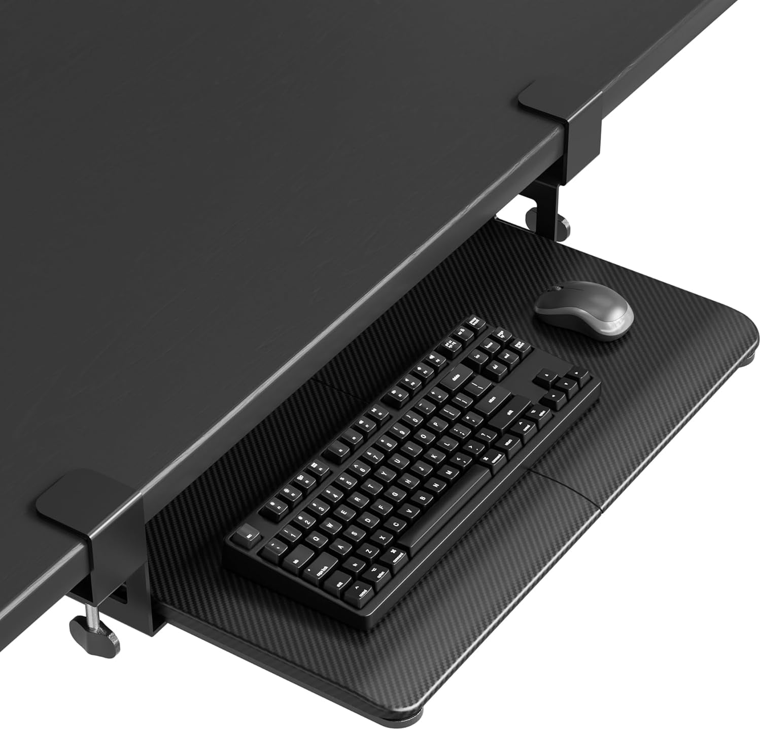 KMT01 Under Desk Keyboard Tray, Pull-Out Keyboard & Mouse Platform with C-Clamp, 25.6 x 11.8 in Space-Saving Ergonomic Slide-Out Drawer