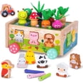 thumbnail image 1 of KMTJT Montessori Wooden Toddler Toys for 1 2 3 Years Old Boys Girls, Shape Sorting Toys First Birthday Gifts for 1-2 Years, Wood Animal Farm Car Preschool Educational Fine Motor Skills Toy, 1 of 11