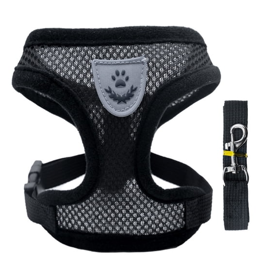 KMWGRE Adjustable Soft Mesh Pet Harness and Leash Set Reflective Escape Proof Vest for Small Medium Cats and Puppies C S