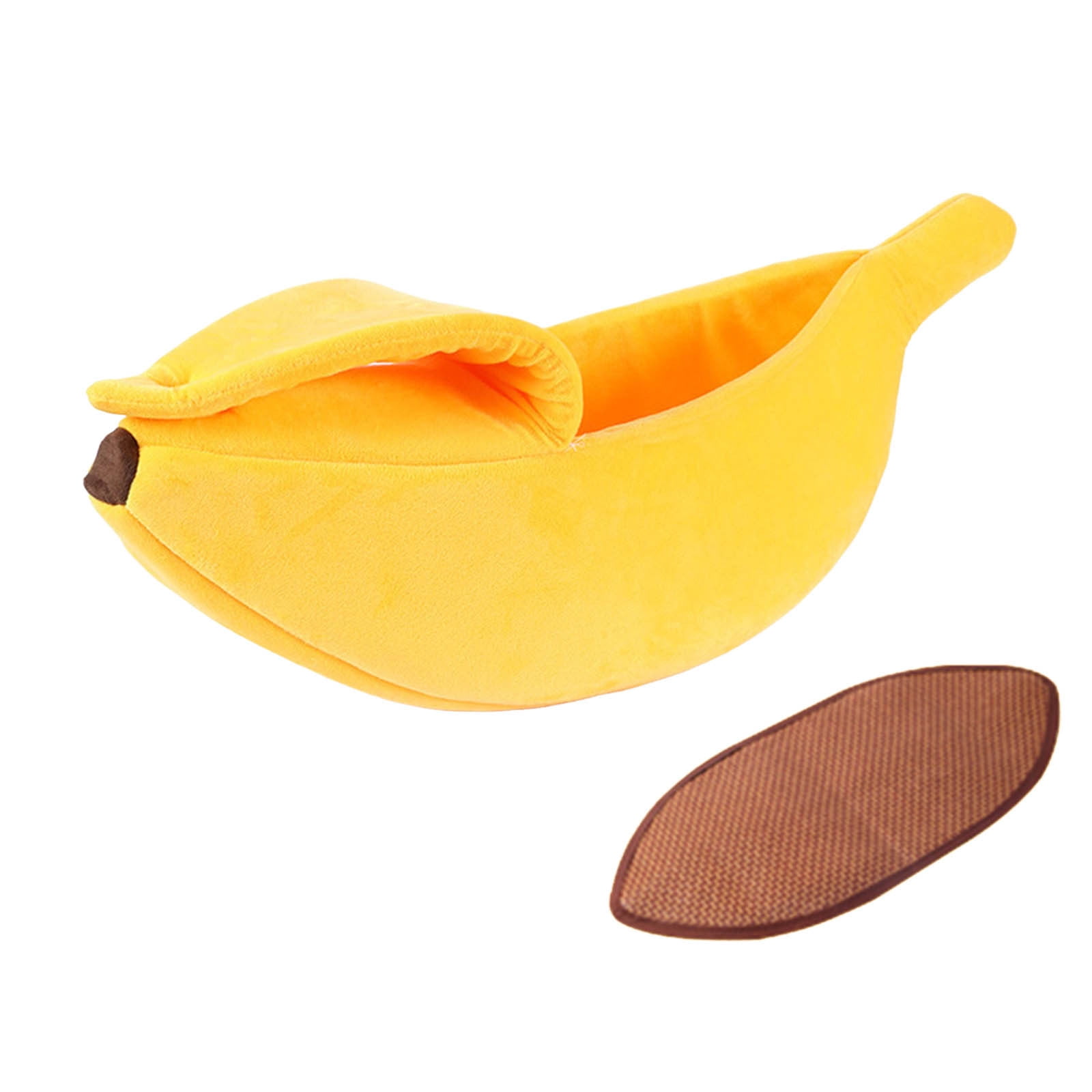 KMWGRE Banana Shaped Pet Bed for Cats and Dogs Soft Warm Cuddle Mat Indoor Universal All Seasons Comfortable Pet Supplies Yellow XL