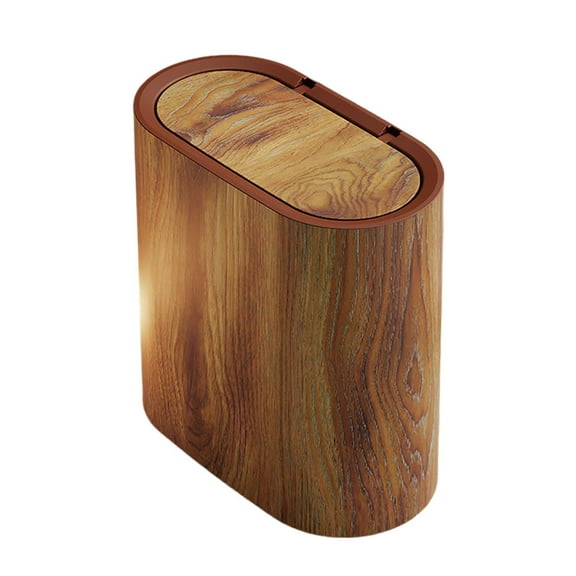 KMWGRE Bathroom Trashcans with Lids, Marble Wood Pattern Can Small Garbage Bin with Lid for Bathroom Narrow Wastebasket Modern Waste Basket
