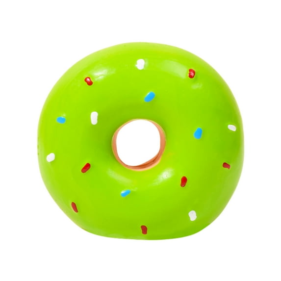 KMWGRE Durable Latex Donut Interactive Squeaky Chew Toy For Puppies And Teething Dogs Pet Green 7cm