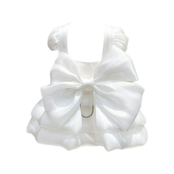 KMWGRE Elegant Pet Wedding Dress For Small Dogs And Cats With Decorative Bow D Ring Tutu Skirt Summer Party Outfit White XL