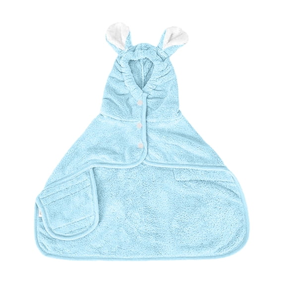 KMWGRE Quick Drying Pet Bathrobe and Towel Set with Adjustable Hat Coral Absorbent Robe for Dogs Post Bath Pool Beach Use Sky Blue M