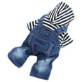 thumbnail image 1 of KMWGRE Striped Denim Suspender Jumpsuit Pet Outfit Adjustable Straps Overall Style For Small Medium Dogs Cats Sky Blue S, 1 of 9