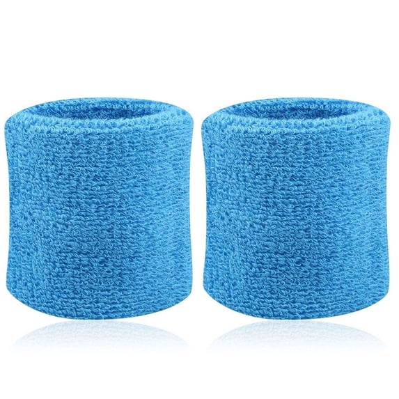 KMYY 2 Pcs Sports Wristband Solid Color Absorbent Cotton Breathable Quick Dry Sweatband for Tennis
