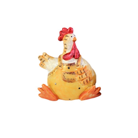KMYY Rooster Figurine Resin Tabletop Chicken Ornament Sitting Cartoon Chicken Statue Easter Decor for Garden Home Desk Mantel Decoration