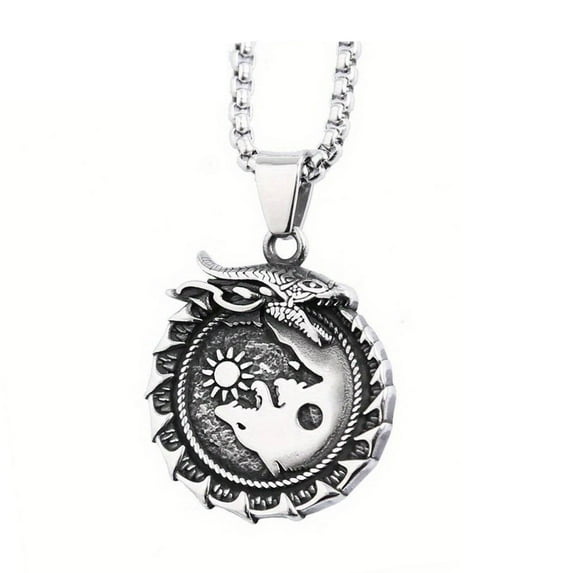 KMYY Viking Wolf Pendant Necklace Skoll Hati Wolf Pendant Necklace Retro Nordic Viking Jewelry Gift for Men And Women