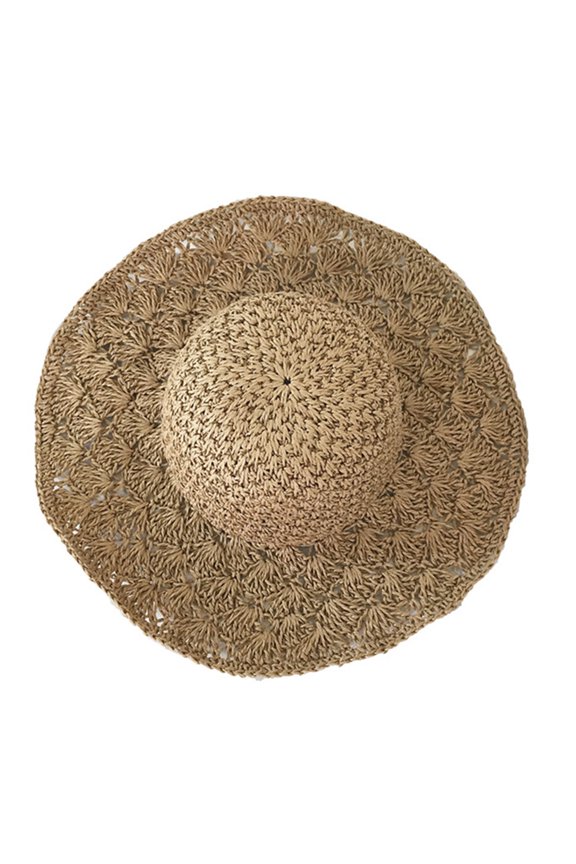 Women Foldable Handmade Straw Weave Wide Brim Sunscreen Hat Cap Beach Sunhat