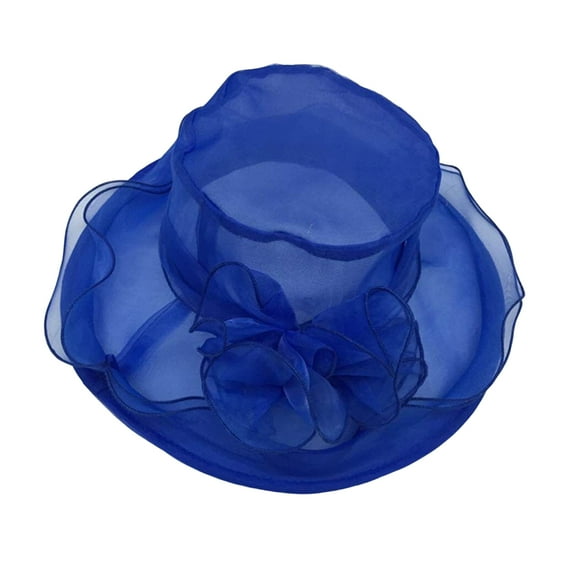 KMYY Women Sun Hat See-through Mesh Flower Decor Solid Color Royal Sunscreen Princess Style Vintage Elegant Wedding Hat Headwear ,Gift