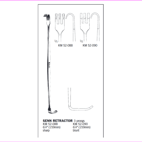 KMedic KM52-090 61/4 Senn Retractor, Blunt, Germany