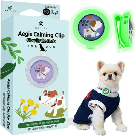 KN FLAX Aegis Calming Clip for Dogs (Glow-in-The-Dark), Anxiety Relief Pheromone Diffuser [ Made in Korea], Lasts 60 Days, Reducing Stress During Loud Noises and Separation for All Sized Dog (Love U)