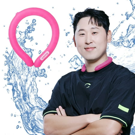 KN FLAX Portable Ice Ring Neck Cooler Personal Cooling Tube Neck Wraps for Summer, Hot Weather, Freezes Below 64°F, Cold Ice Pack Gel for Indoor Outdoor Workers, Sports (Pink-Basic)