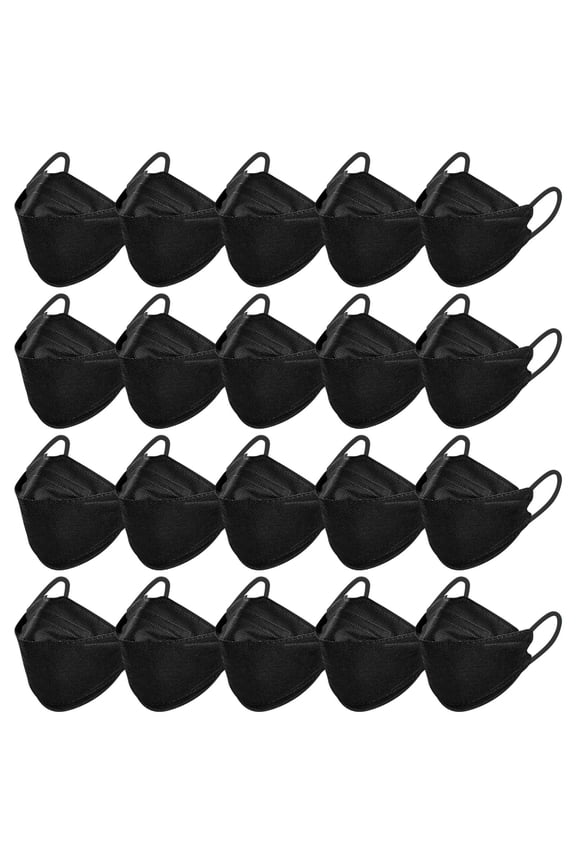 KN95 5 Layer Protective Face Masks, Disposable Breathable Dust Respirator, Ergonomic Comfortable Design For Everyday Home Outdoor And Public Place Protection (Adult-20Pack-Black)
